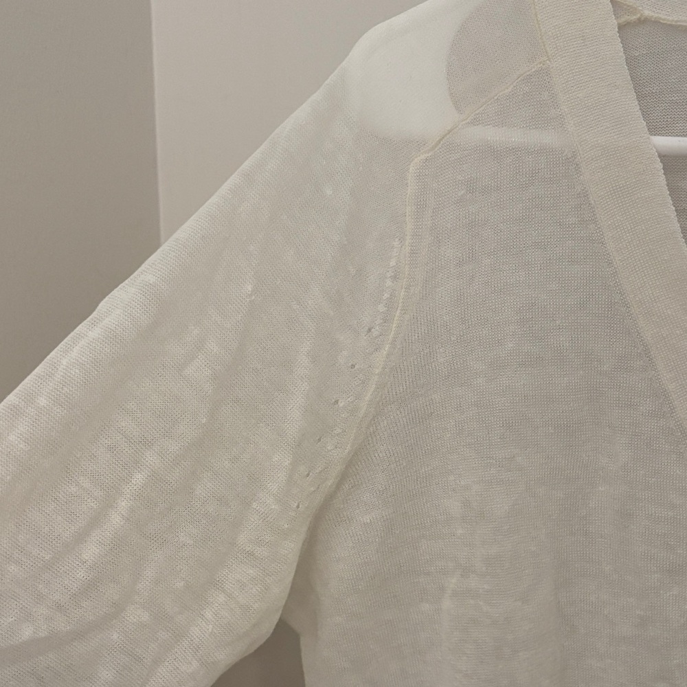 Margaret O'Leary Linen Cream Women's Cardigan - Picture 3 of 5